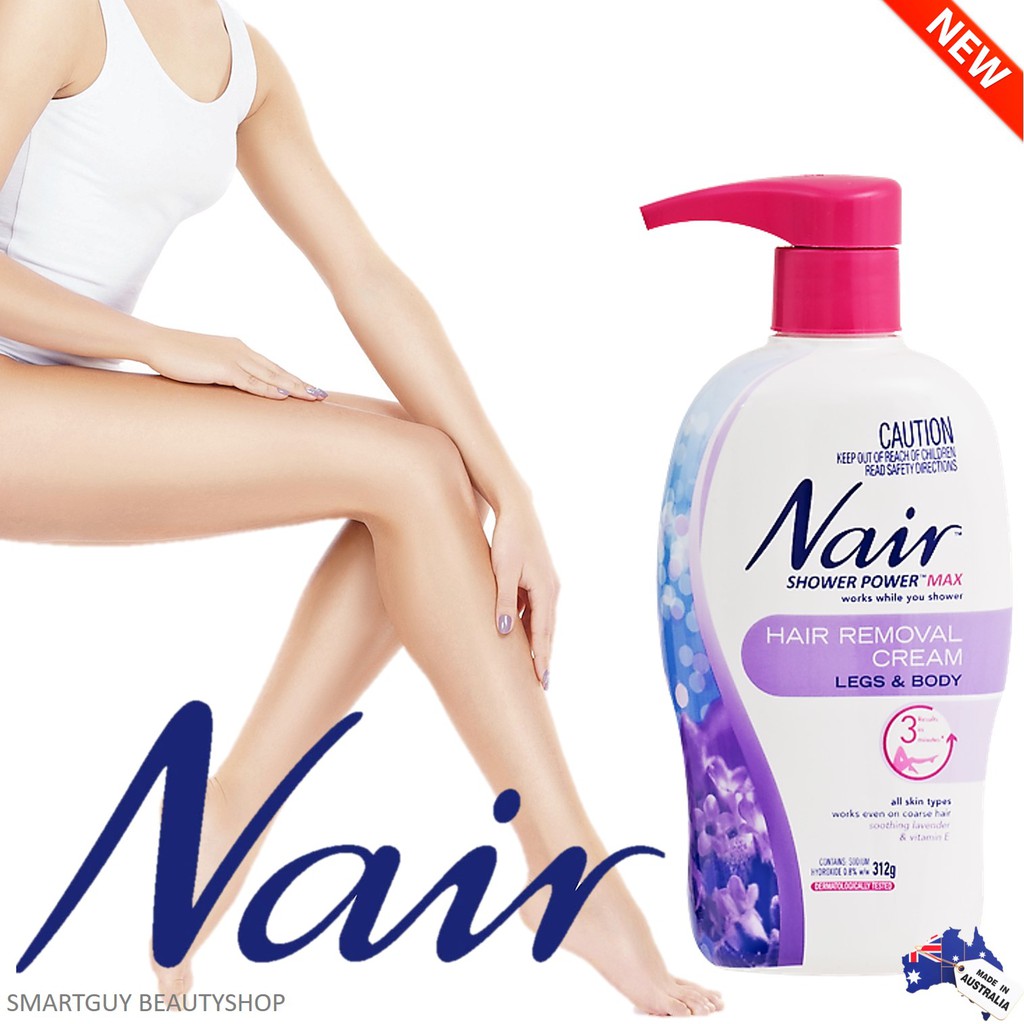 Nair Shower Power Max Hair Removal Cream 312g ครีมกำจัดขนในขณะอาบน้ำสูตรอ่อนโยนพร้อมดูแลผิวด้วยสารสก