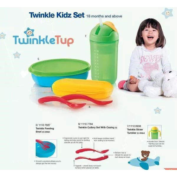 TUPPERWARE Twinkle Kids Set ชุดทัปเปอร์แวร์ (ชุดละ 3 ชิ้น - ชุดให้อาหารเด็ก: 18 เดือนขึ้นไป)