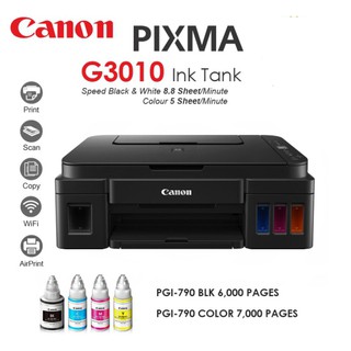 CANON Inkjet All in one Printer PIXMA G3010 + แถมหมึก 4800 x 1200 dpi / Copy / Scan / WiFi การเชื่อมต่อ USB 2.0 / WiFi