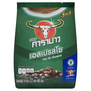 ถูกที่สุด✅ คาราบาว ทรีอินวัน เอสเปรสโซ กาแฟปรุงสำเร็จชนิดผง 18กรัม x 27 ซอง Carabao 3in1 Espresso Instant Coffee Powder