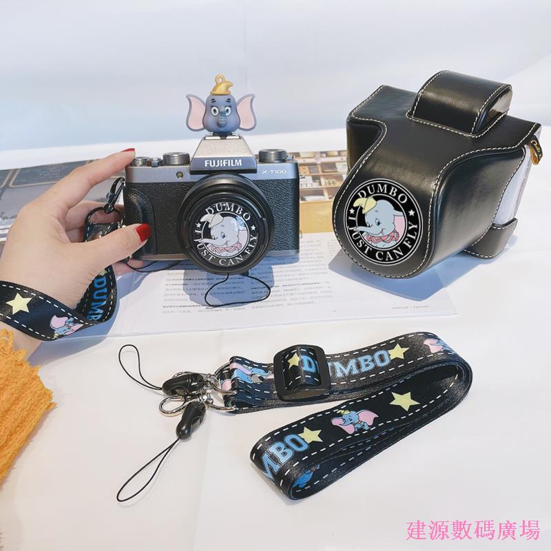 Jianyuan Digital Square Baby Elephant ชุดสายคล้องไหล่สายรัดข้อมือสีดําเหมาะสําหรับ Fuji XA7 สีชมพูรอ