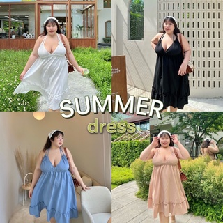 Summer Dress (dress) ✨🤍🖤 เดรสสายเดี่ยวแบบผูก ผูกได้หลากหลายรูปแบบ เดรสสาวอวบอ้วน | Geebeety