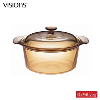 Visions หม้อแก้วทนไฟพร้อมฝา รุ่น V-01-VSD-5/CL ขนาด 5 L. (สีชา)