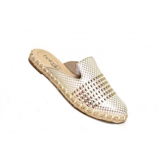 mule beira rio conforto peminino รองเท้าส้นเตี้ย  shoe bar รุ่น beirario สีทองนุ่มใส่สบาย size EU 37