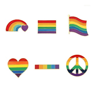 เข็มกลัด รูปธง LGBT LGBT LGBT Pride Heart สีรุ้ง สําหรับตกแต่งเสื้อผ้า