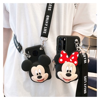 เคสโทรศัพท์แบบมีสายสะพาย huawei Y6P Y5P Y8P Y7P Y6 Y7 PRO Y9 PRIME 2019 Y9S Y7PRO Y6PRO Y5 2018 Wallet Strap Silicone Soft Minnie Mickey coin purse Case