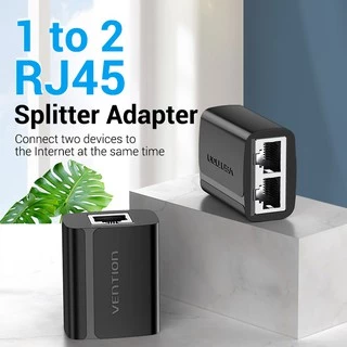 Vention Rj45 Ethernet LAN Cable Splitter Adapter 1 to 2 Female for Cat5 Cat5E Cat6A Cat7 Coupler (2 Pack) IPT
