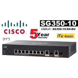 SWITCH HUB (สวิตซ์) CISCO รุ่น SG350-10 (10 PORTS)(SG350-10-K9-EU) 8 Port + 2Ports (Combo mini-GBIC) (11) - 5 ปี