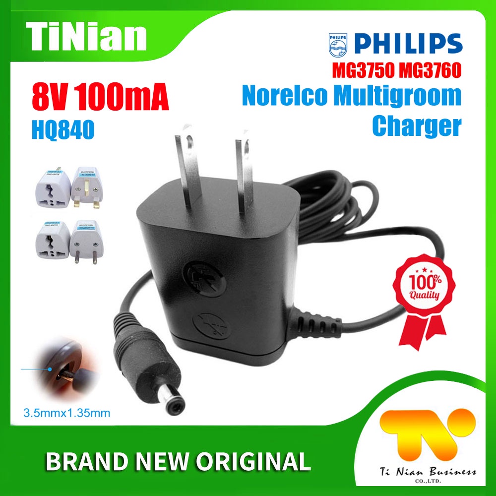 อะแดปเตอร์สายชาร์จ 8V 100mA AC DC HQ840 สําหรับ Philips Series 3000 MG3750 MG3760 Norelco Multigroom