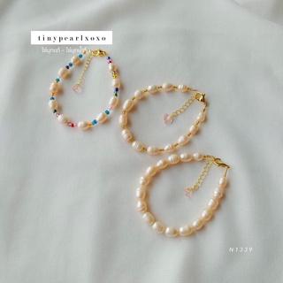 ไข่มุกสีพีช Peach Vintage Bracelet สร้อยข้อมือไข่มุกแท้ ทรงไข่ 6-7mm ไข่มุกน้ำจืด สร้อยคลาสสิค Tinypearlxoxo N1339