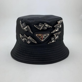 PRADA EMBELLISHED LOGO HAT