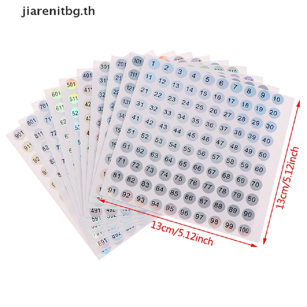 Renbg สติกเกอร์ตัวเลขดิจิทัล ทรงกลม กันน้ํา มีกาวในตัว 1-1000