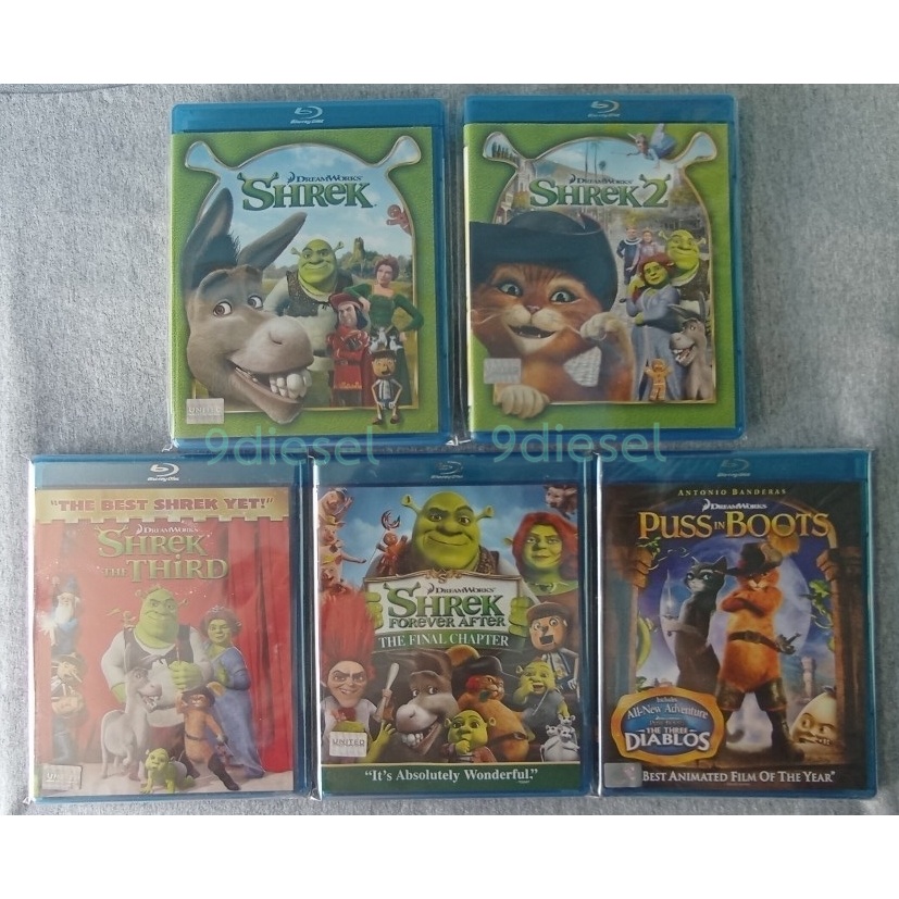 Blu-ray แผ่นแท้ / Shrek - เชร็ค ภาค 1-4 + Puss in Boots - พุซ อิน บู๊ทส์ (รวม 5 ภาค)