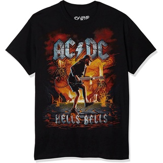 ผ้าฝ้ายคอกลมเสื้อยืดแขนสั้น Ac/Dc Rock Eruption สีฟ้า สําหรับผู้ใหญ่from S-4XL