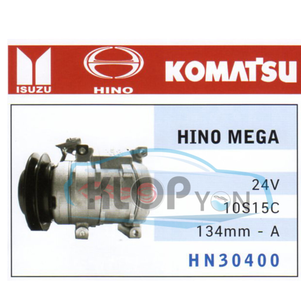 HN30400 (คอมแอร์ Moteo) Hino Mega 24V. 10S15C 134mm-A
