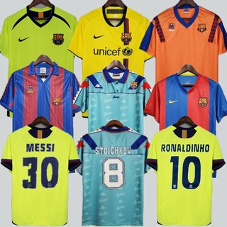 เสื้อกีฬาแขนสั้น ลายทีมชาติฟุตบอล Barcelona 05-06 06-07 08-09 90-91 91-92 92-95 ชุดเหย้า