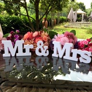 ป้ายตัวอักษร Mr &amp; Mrs สีขาว สําหรับตกแต่งงานแต่งงาน งานเลี้ยงวันเกิด 3 ชิ้น ต่อชุด