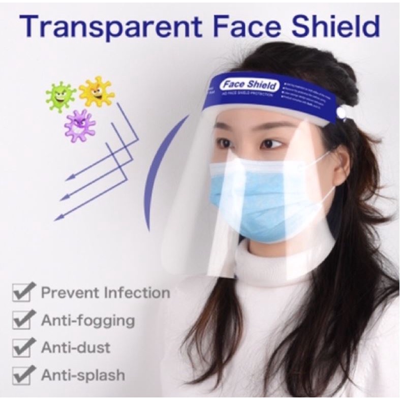 Face Shield เฟสชิว ยกแพ็ค 10ชิ้น แบบคาดหัว Anti Fog หน้ากากใส หน้ากากกันละอองฝอย ป้องกันละอองน้ำลาย แบบคาดศีรษะ