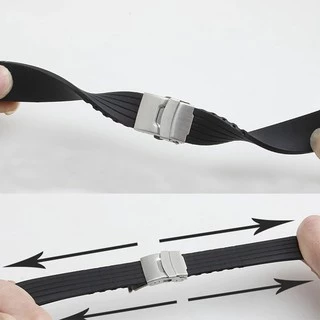 B&G สายนาฬิกา Silicone Strap เเบบนิ่ม สายยางซิลิโคน ลายเส้นตรงสี่เส้นแนวยาว มีขนาด 18 mm, 20 mm, 22 mm, 24 mm