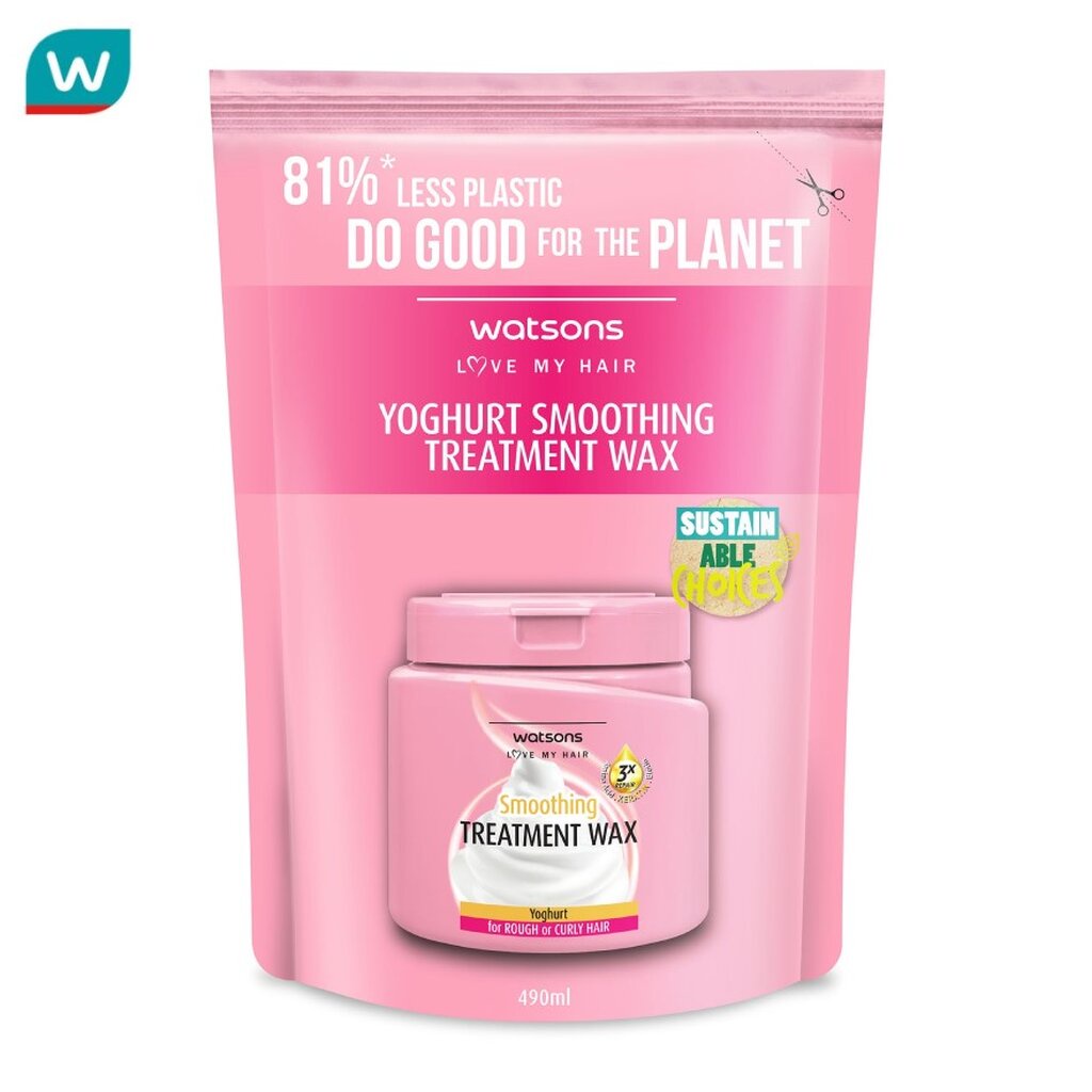Watsons วัตสัน ทรีทเมนท์ แวกซ์ โยเกิร์ต ฟอร์ รัฟ ออร์ เคิร์ลลี่ แฮร์ 490มล.(รีฟิล)