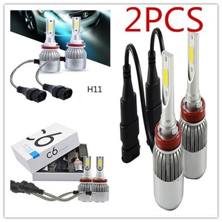 2pcs C6 LED Car Headlight Kit COB H11 36W White Light Bulbs