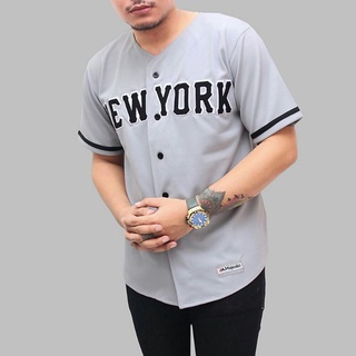 เสื้อกีฬาเบสบอล ลายทีม Newyork สีเทา สําหรับผู้ชาย และผู้หญิง