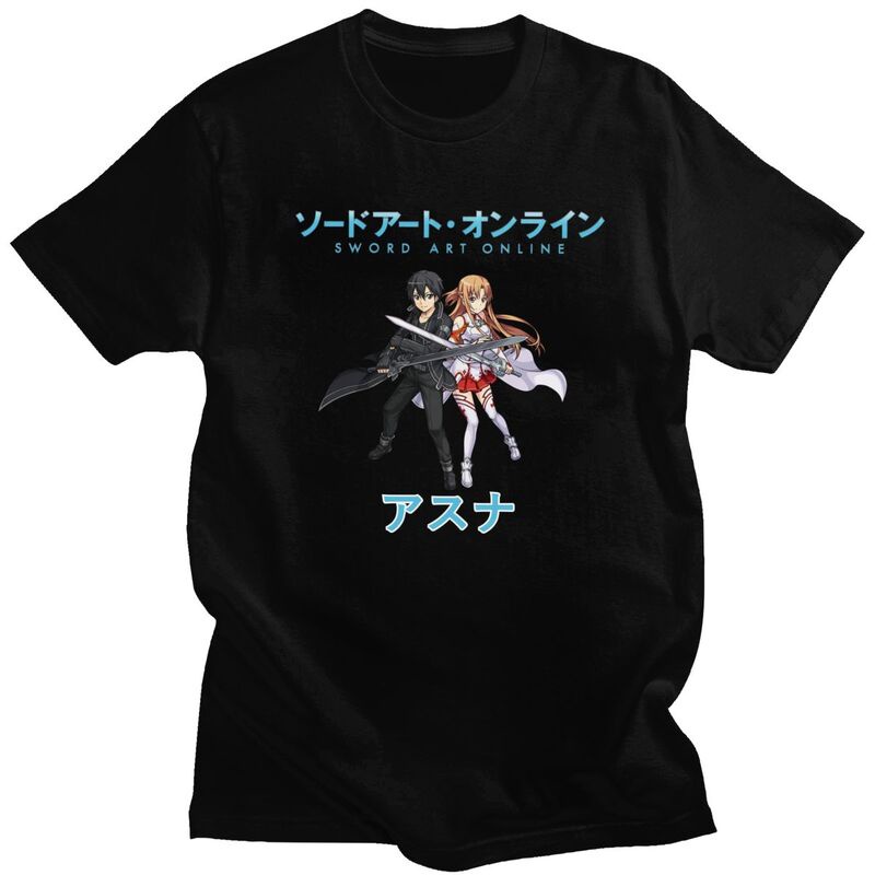 [COD]เสื้อยืดแขนสั้น ผ้าฝ้าย พิมพ์ลาย Kirito and Asuna Sword Art Online สไตล์สตรีท สําหรับผู้ชาย