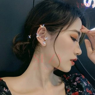 ส่งไวร้านไทย🧸ต่างหูคลิปหนีบ ต่างหูผีเสื้อ เพชร แฟชั่น เครื่องประดับ ผู้หญิง สไตล์เกาหลี สวยเก๋ๆ AE22