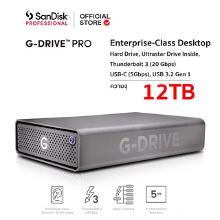 SanDisk Professional G-DRIVE PRO 12TB Thunderbolt 3 (20Gbps), USB-C (5Gbps), 7200RPM ประกัน 5 ปี (SDPH51J-012T-SBAAD)