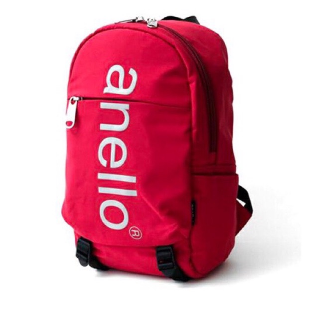 (พร้อมส่ง)กระเป๋าเป้ Anello Mini Big Logo Rucksack สีแดง ของใหม่//ส่งฟรี