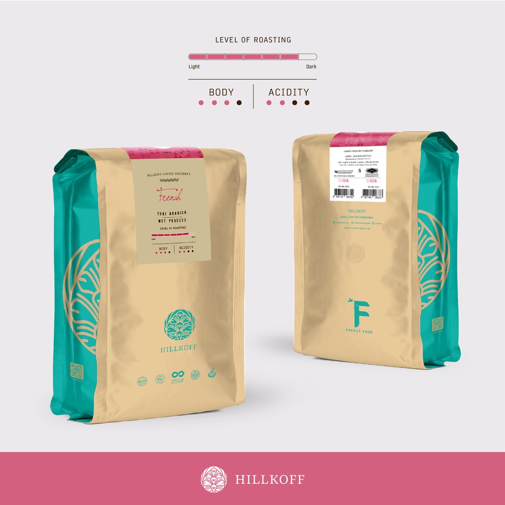 Hillkoff : เมล็ดกาแฟคั่ว อาราบิก้า คั่วเข้ม ฮิลล์คอฟฟ์ (French) Arabica 100% ขนาด 500 g กาแฟ อราบิก้า เมล็ดกาแฟ เม็ดกาแฟ