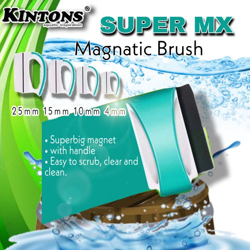 แปรงขัดตะไคร่ตู้ปลา SUPER MX แม่เหล็กขนาดใหญ่เกรดA รุ่นใหม่ล่าสุดมีด้ามจับ Kintons