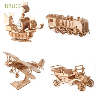 Bruce ของเล่นไม้ 3D รถไฟเครื่องบินเรือใบ Diy สําหรับเด็ก