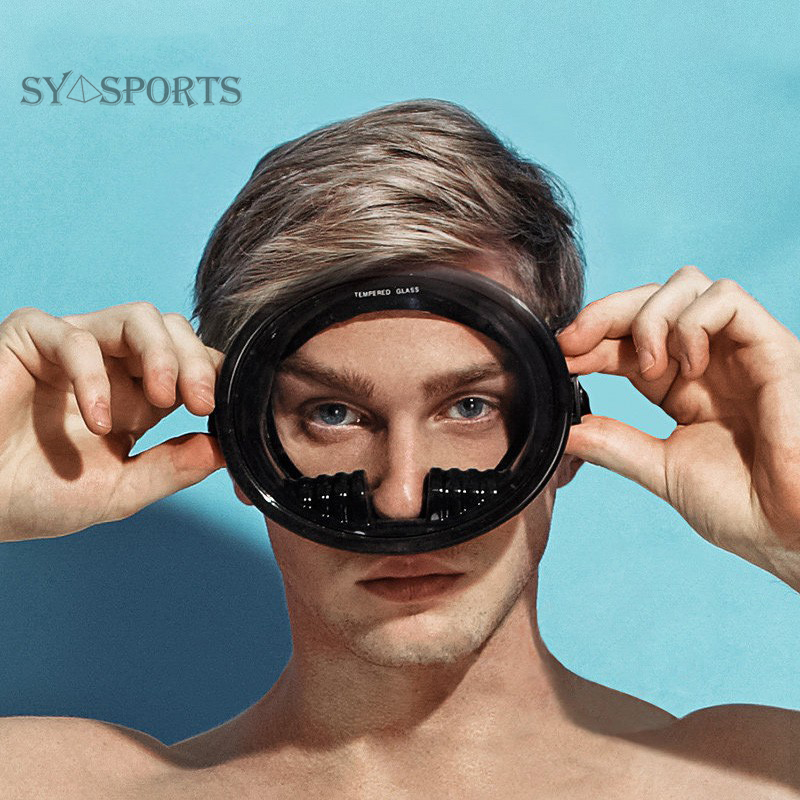 Synorkeling Mask ซิลิโคนกระจกเทมเปอร์หน้ากากดําน้ําพร้อมสายรัดปรับระดับได้
