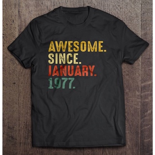 [S-5XL] เสื้อยืด พิมพ์ลาย Awesome Since January 1977 สไตล์วินเทจ คลาสสิก แฟชั่นสําหรับผู้ชาย