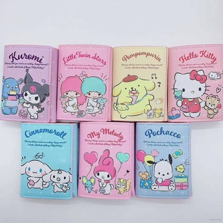 Ag Sanrio กระเป๋าสตางค์หนัง ใบสั้น ลาย Hello Kitty mymelody LittleTwinStars Cinnamon Pochacco Kuromi น่ารัก สําหรับเด็ก