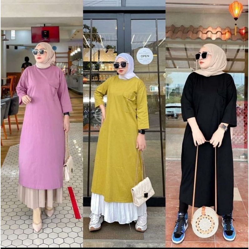ALICIA JUMBO AND STANDARD LONG TUNIC / MIDI TUNIC DRESS COMBET เสื้อยืด