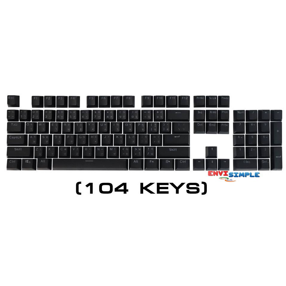 keycap /Doubleshot/ไฟลอด/104 ภาษาไทยปุ่ม /white pink /ฺBlack