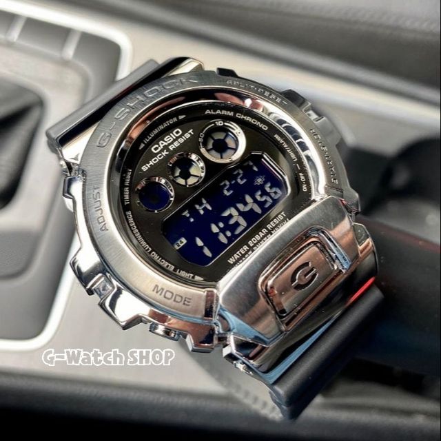 G-SHOCK กรอบโลหะ GM-6900-1 with Stainless Steel Metal Bezel 25th Anniversary