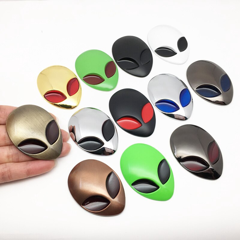 จัดแต่งทรงผมรถ3ง โลหะคนต่างด้าวหัวโลโก้รถจักรยานยนต์อัตโนมัติสติกเกอร์รถบรรทุกป้ายสัญลักษณ์ตราอุปกรณ์ตกแต่งรถสไตล์