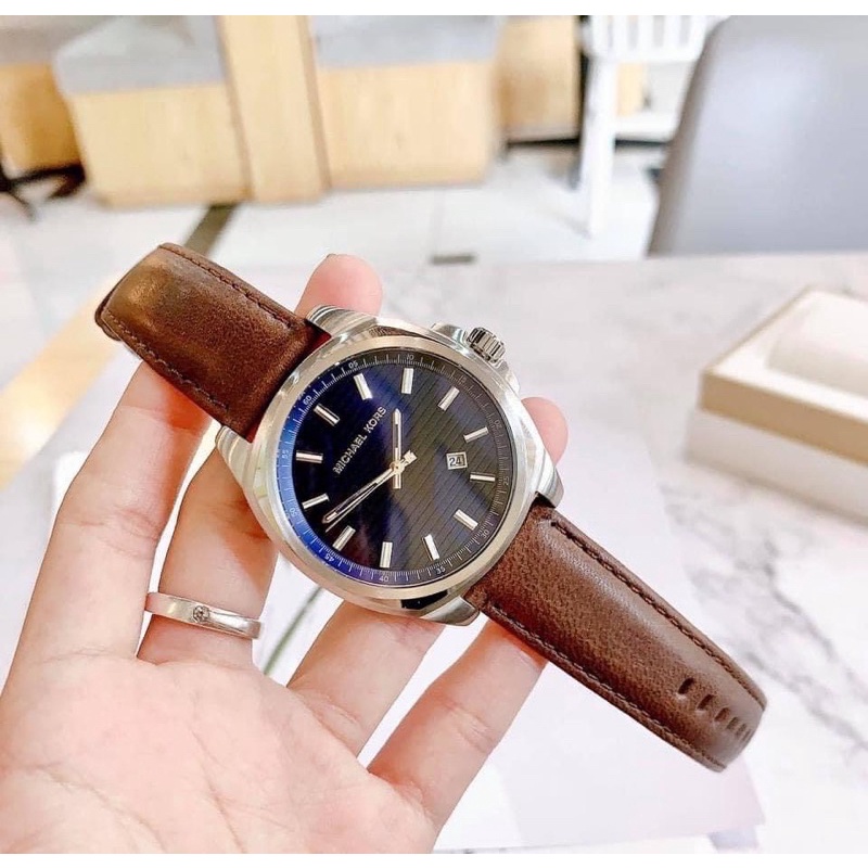 (ผ่อน0%)นาฬิกา Michael Kors watch men MICHAEL KORS MK8631 brown blue สายหนัง สีนำ้ตาล ตัวเรือน สีเงิ