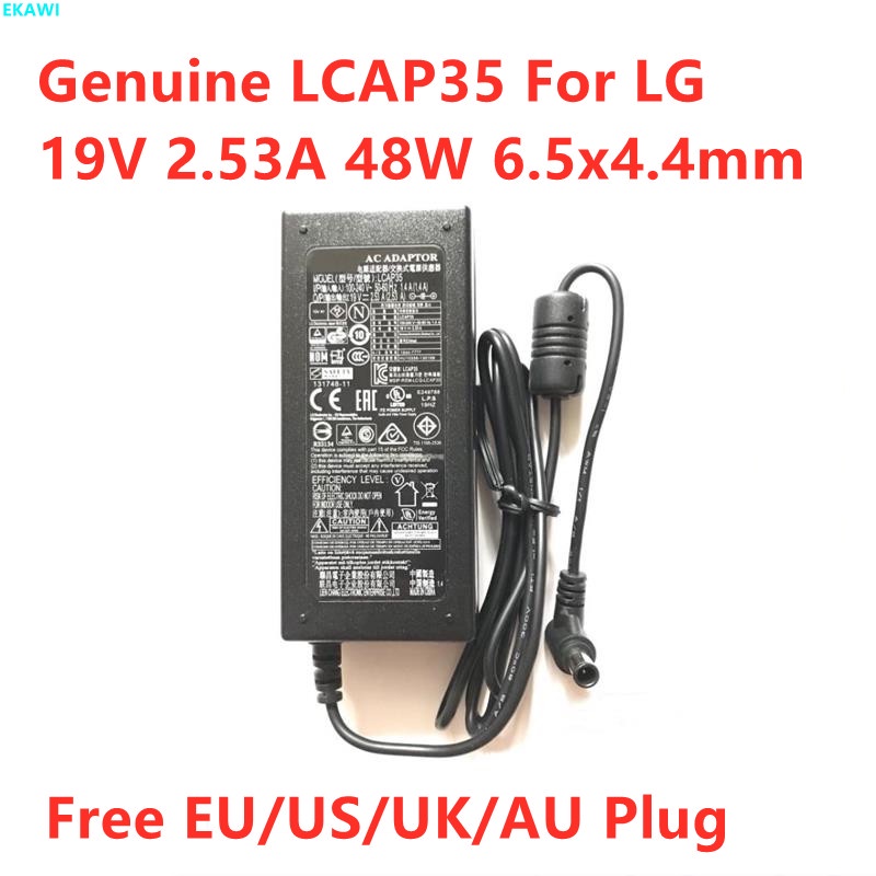 LCAP35 19V 2.53A 48W 6.5x4.4 มม.อะแดปเตอร์ AC สําหรับ LG 32 นิ้วทีวี E2242C E1942C IPS224T Monitor จ
