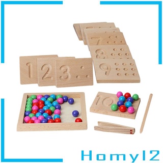 [HOMYL2] Wooden Board Clip Bead Game Math Toys Fine Motor Skills for Preschool Kids