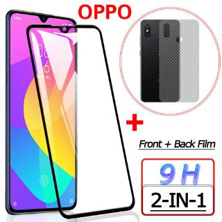 Oppo A9 A5 2020 Realme C 3 6 5 3 Pro Reno 2z  / F7 / F9 / F5 Full Screen Tempered Glass Film +Carbon Fiber Back Film