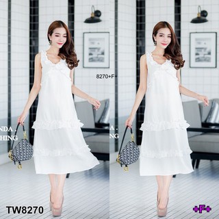 SS8270 Dress เดรสแขนกุดคอวีระบาย