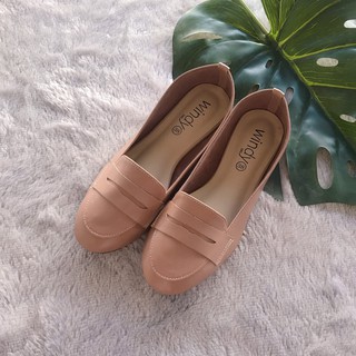 Windy Penny Loafer  หนังนิ่ม สีครีมนู้ด