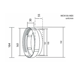 MEX รุ่น MCN150 (6 นิ้ว) ข้อต่อท่อระบายอากาศ ขนาด 150 มม. (เส้นผ่านศูนย์กลาง)
