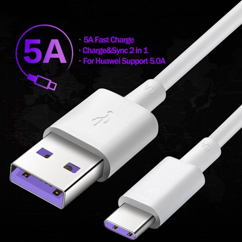 1m Fast Quick Charger Charge Type CสําหรับHuawei Supercharge 5A USB 3.0 Type-CสายRealmeหมายเหตุ 50 G
