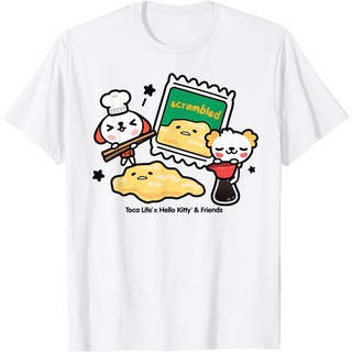 เสื้อยืดผ้าฝ้ายพรีเมี่ยม เสื้อยืด พิมพ์ลาย Toca Life x Hello Kitty &amp; Friends SCRAMBLED EGGS สําหรับผู้ชาย