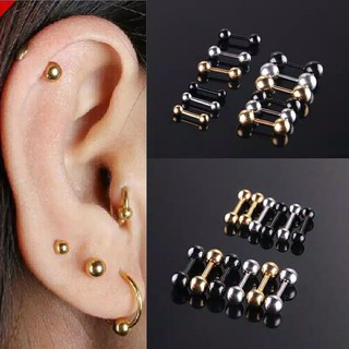 จิวเจาะหู เหล็กสเตนเลส รูปบาร์เบลล์ HELIX TRAGUS 3/4/5 มม.